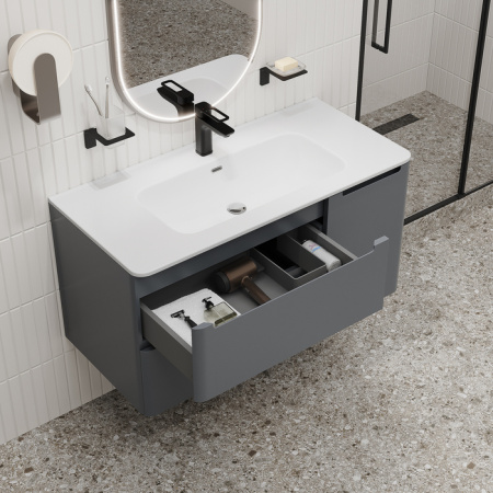 Тумба с раковиной Iddis Edifice EDI10D0i95K 100 см, темно-серая фото