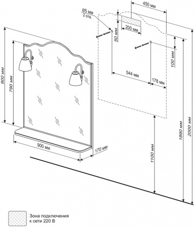 Зеркало Бриклаер Анна 90 фото