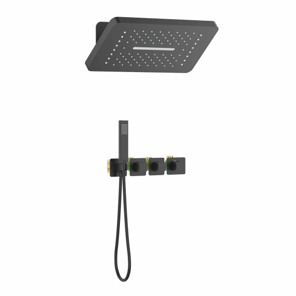 Душевая система встроенная с термостатом Timo Petruma SX-5249/03SM черная матовая фото