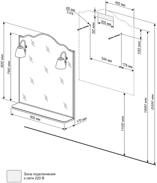 Зеркало Бриклаер Анна 90 фото