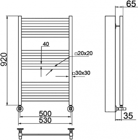 Водяной полотенцесушитель Ника Modern ЛМ 5 100/50 с вентилями фото