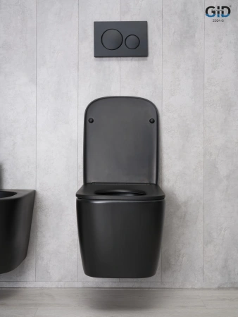 Подвесной унитаз безободковый GID Tr2140Bm 62255Y черный матовый, с сиденьем фото