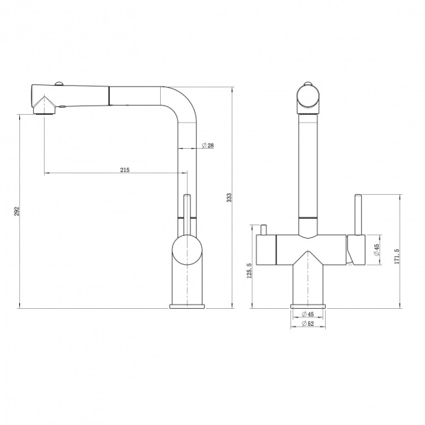 Смеситель для кухни под фильтр с вытяжной лейкой Milacio Ultra Monte MCU.561.SS нержавеющая сталь фото