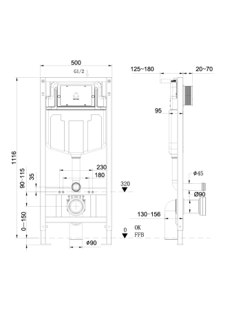 Инсталляция для подвесного унитаза AltroBagno PCC 616AALTROBAGNOPCC616A фото