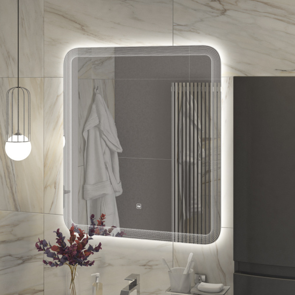 Зеркало с подсветкой и сенсорным выключателем Cezares Duet CZR-SPC-DUET-700-800-LED-TCH 70x80 фото