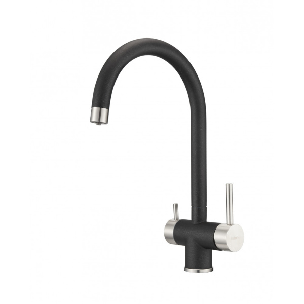 Смеситель для кухни под фильтр Milacio Ultra Vicar MCU.554.MB черный матовый/хром фото