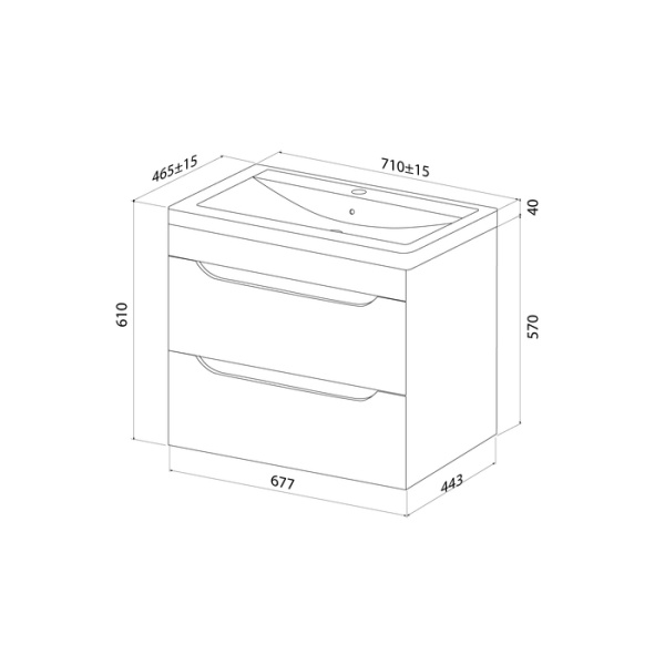 Подвесная тумба с раковиной Iddis Ray RAY70W0i95K 70 см фото