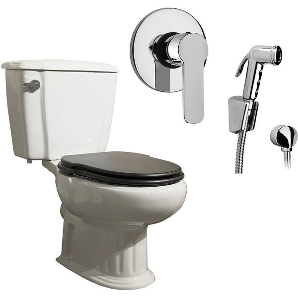 Комплект унитаза компакт с гигиеническим душем Sanitana Grecia NC888661arona с бачком и сиденьем фото