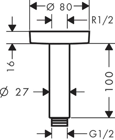 Кронштейн для верхнего душа Hansgrohe S 27393700 белый матовый фото