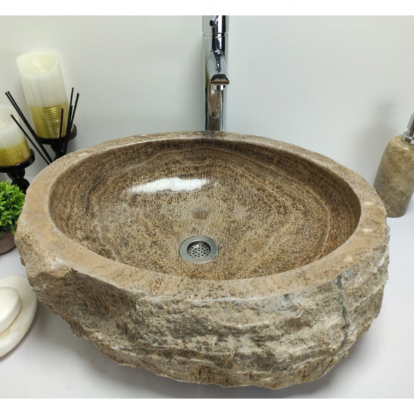 Накладная раковина из оникса Indo Erozy brown EO-00417 фото