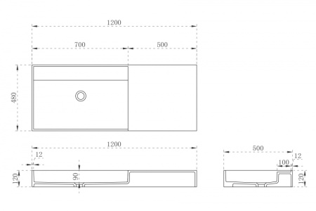Раковина подвесная Abber Stein AS2628 120x50 белая матовая фото