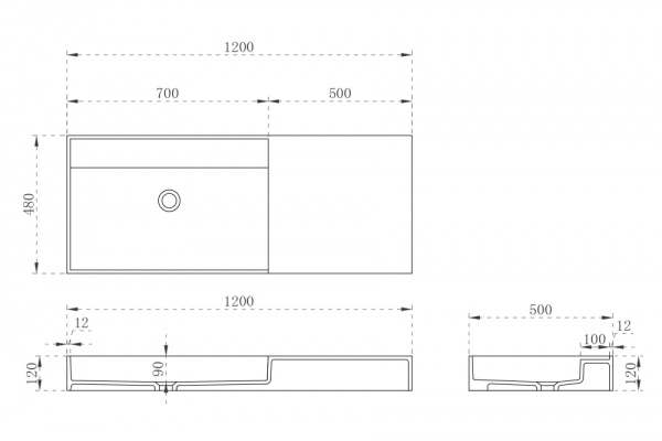 Раковина подвесная Abber Stein AS2628 120x50 белая матовая фото