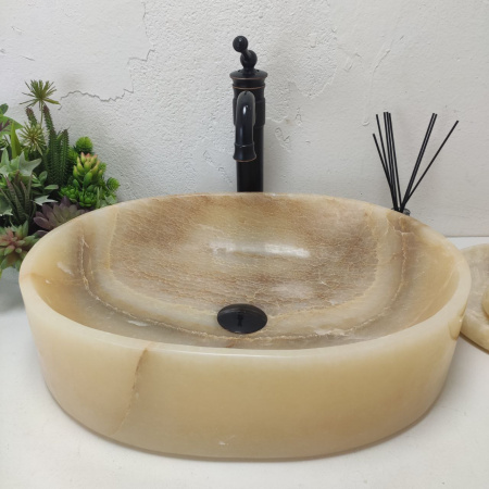 Накладная раковина из оникса Oval Yellow OY-01587 (53*38*15) фото
