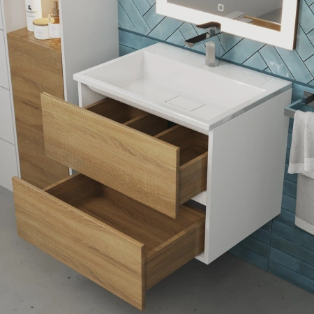 Тумба под раковину Uperwood Barsa 60 2930205256 белая/дуб сонома фото