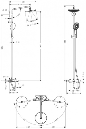 Душевая система (стойка) Hansgrohe Raindance Select Showerpipe 240 27117000 фото