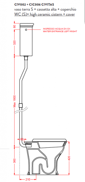 Унитаз напольный с высоким бачком Artceram Civitas CIV002 01 00 bi фото