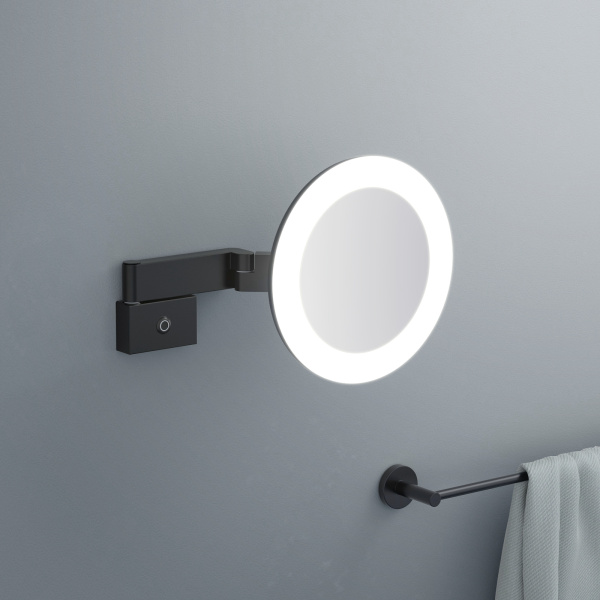 Зеркало с подсветкой и 5 кратным увеличением Timo Petruma 15276/03 черное матовое фото