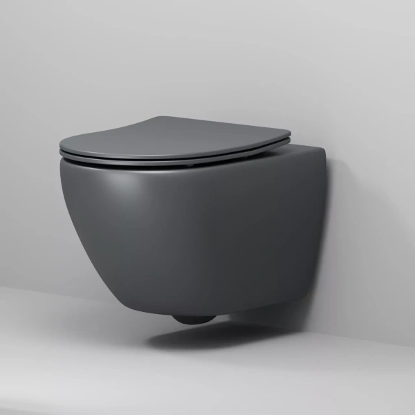 Подвесной унитаз со смывом торнадо Grossman Tornado GR-4457GMSQ с сиденьем, серый матовый фото