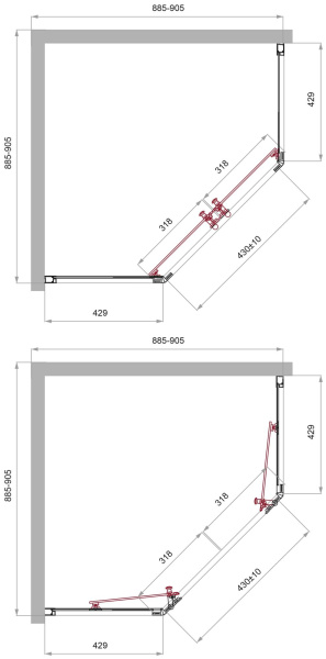 Душевой уголок BelBagno UNO-195 UNO-195-P-2-90-C-NERO фото