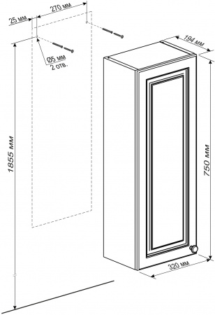 Подвесной шкаф Бриклаер Анна 32 R фото