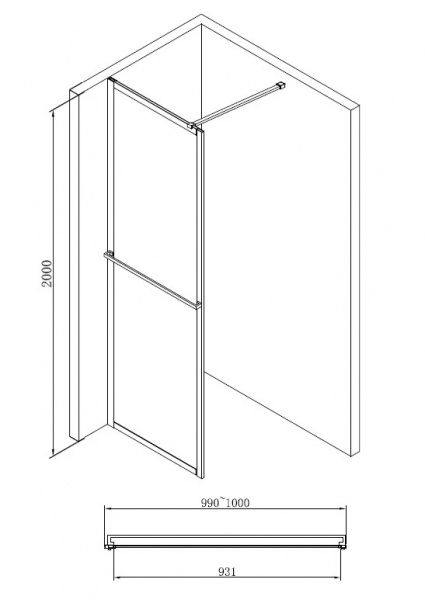 Душевая перегородка Abber Immer Offen AG60100B 100 см фото