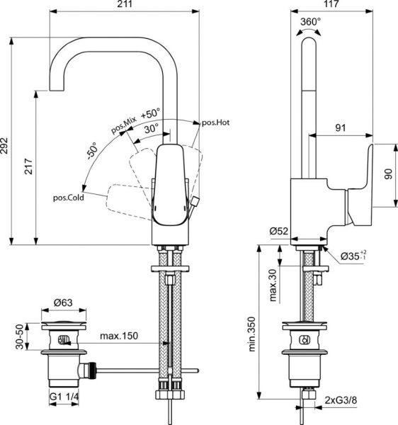 Смеситель для раковины Ideal Standard CERAPLAN III B0706AA фото