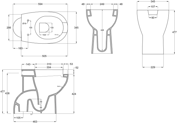 Унитаз приставной BOCCHI Care&Confort 553061 с микролифтом фото