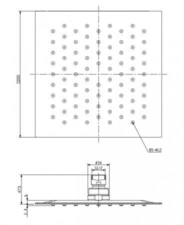 Верхний тропический душ Omnires Ultra SlimLine WGU220/KCR хром фото