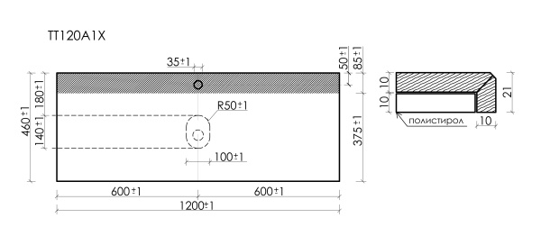 Столешница с отверстием под смеситель Sancos TT120A1X 120 см, black sky фото