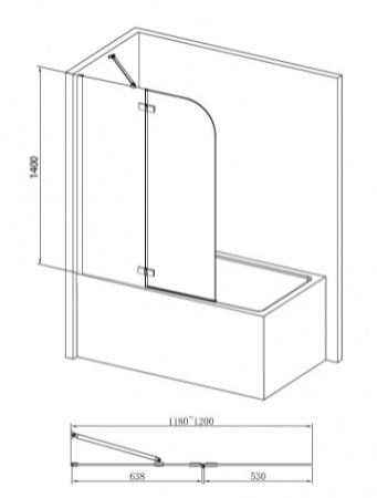 Шторка на ванну распашная Abber Ewiges Wasser AG51120 120 см прозрачное стекло фото