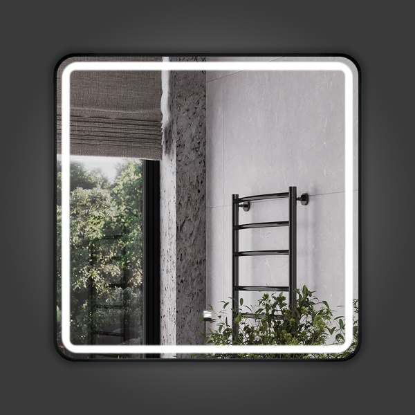 Зеркало с подсветкой, сенсорным выключателем и подогревом Comforty Ситара-80 00-00018683 черное матовое фото