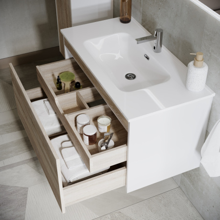 Тумба под раковину Sancos Smart SM120-1E дуб бардолино/белый фото