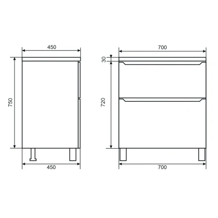 Тумба под раковину напольная Uperwood Tanos 70 291120332 черная матовая фото