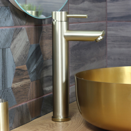 Высокий смеситель для раковины Melana Tondo MELANA-F610102PVD-G фото