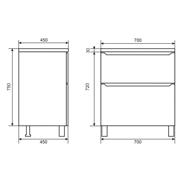 Тумба под раковину напольная Uperwood Tanos 70 291120332 черная матовая фото