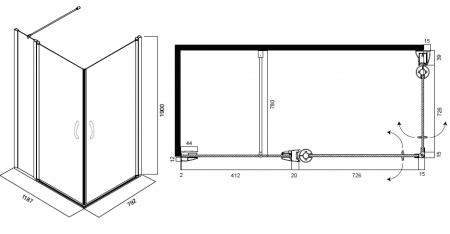 Душевой уголок Am.Pm Bliss L W53G-D8E8W4CT 120х80 фото
