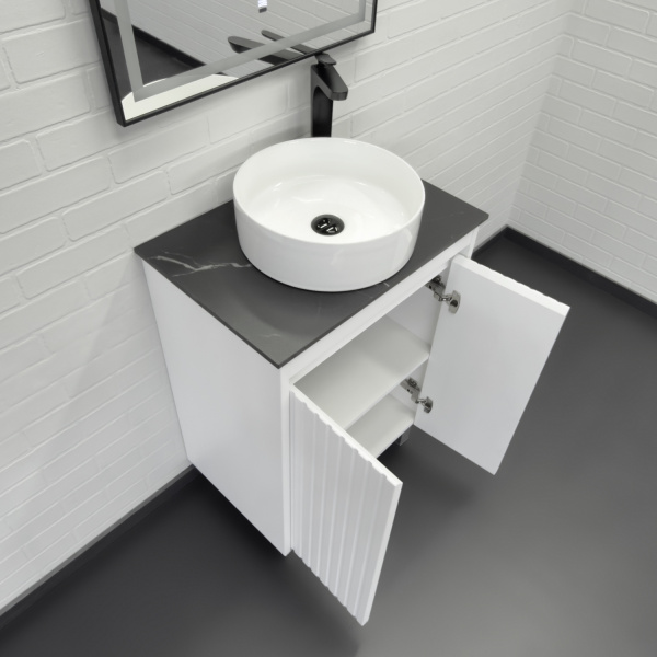 Тумба с раковиной Comforty Двина 60НД 00-00019598 белая матовая фото