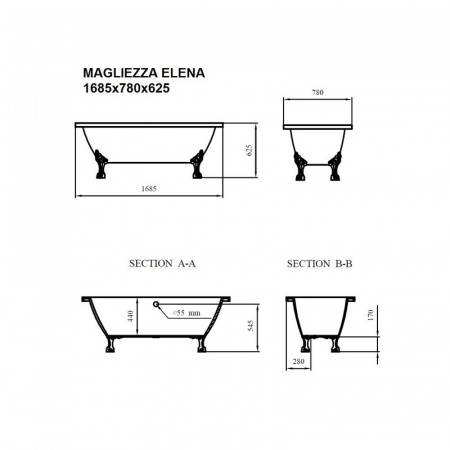 Акриловая ванна Magliezza Elena Br 168,5x78 фото
