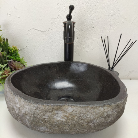 Накладная раковина из речного камня RS01445 (38*31*15) фото