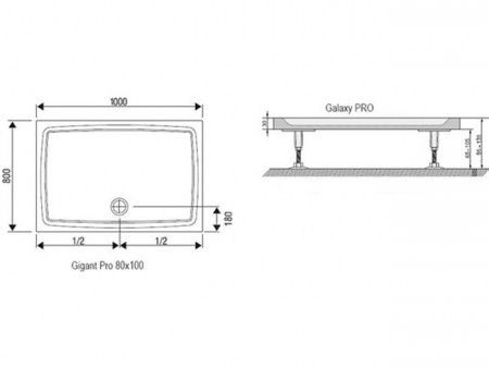 Поддон Ravak Gigant Pro XA03A401010 100x80 фото