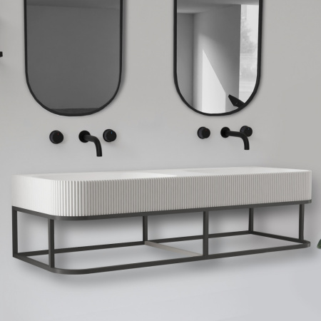 Консоль с двойной раковиной Abber Stein AS2646 120x45 белая матовая фото