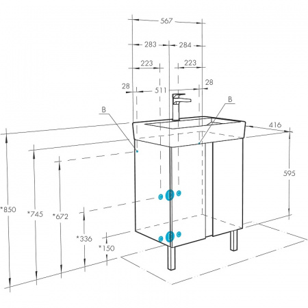 Тумба под раковину Акватон Кантри 60 1A257401AHB20 фото
