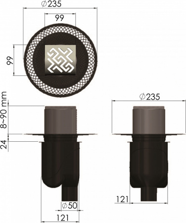 Душевой трап Berges Wasserhaus Platz Antik 092060 10 см фото