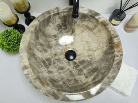 Накладная раковина из оникса Bowl Grey Medium BO-00001 фото