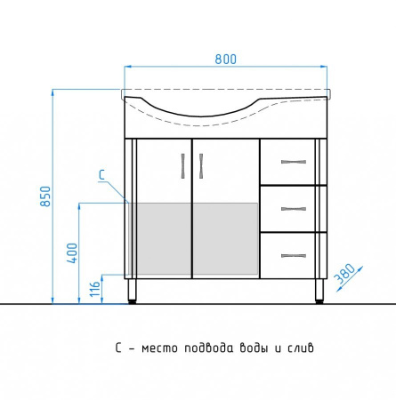 Тумба с раковиной Style Line Стандарт ЛС-00000109 фото