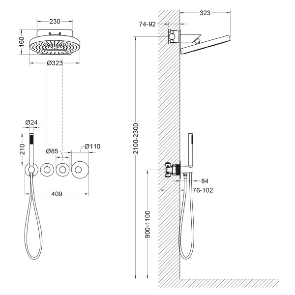 Душевая система скрытого монтажа Timo Saona SX-2329/17SM матовое золото фото
