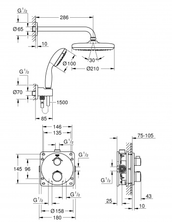Душевая система скрытого монтажа Grohe Grohtherm 34727000 фото