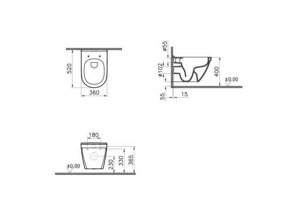 Инсталляция VitrA с безободковым унитазом VitrA S50 9003B003-7203 с сиденьем и клавишей глянцевой белой фото