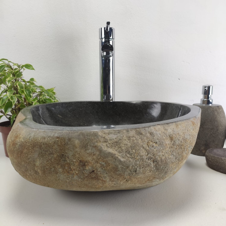 Накладная раковина из речного камня RS0956 (42*37*15) фото