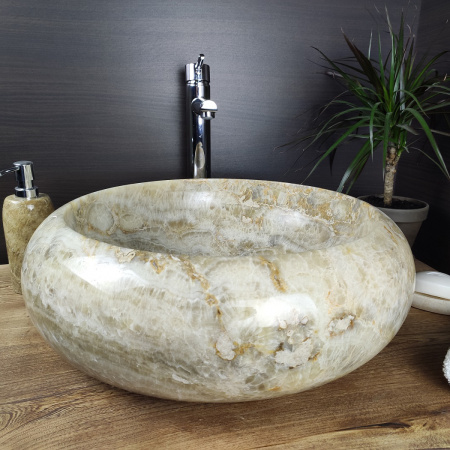 Накладная раковина из оникса Indo Donut Grey Big DO-000176 фото